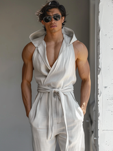 Men's casual hooded jumpsuit